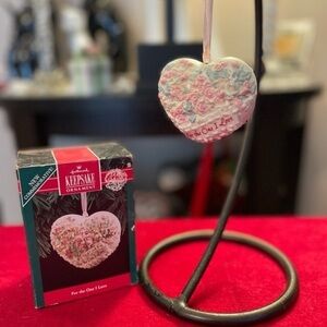 Hallmark 1992 hand-painted fine porcelain For the One I Love keepsake ornament.